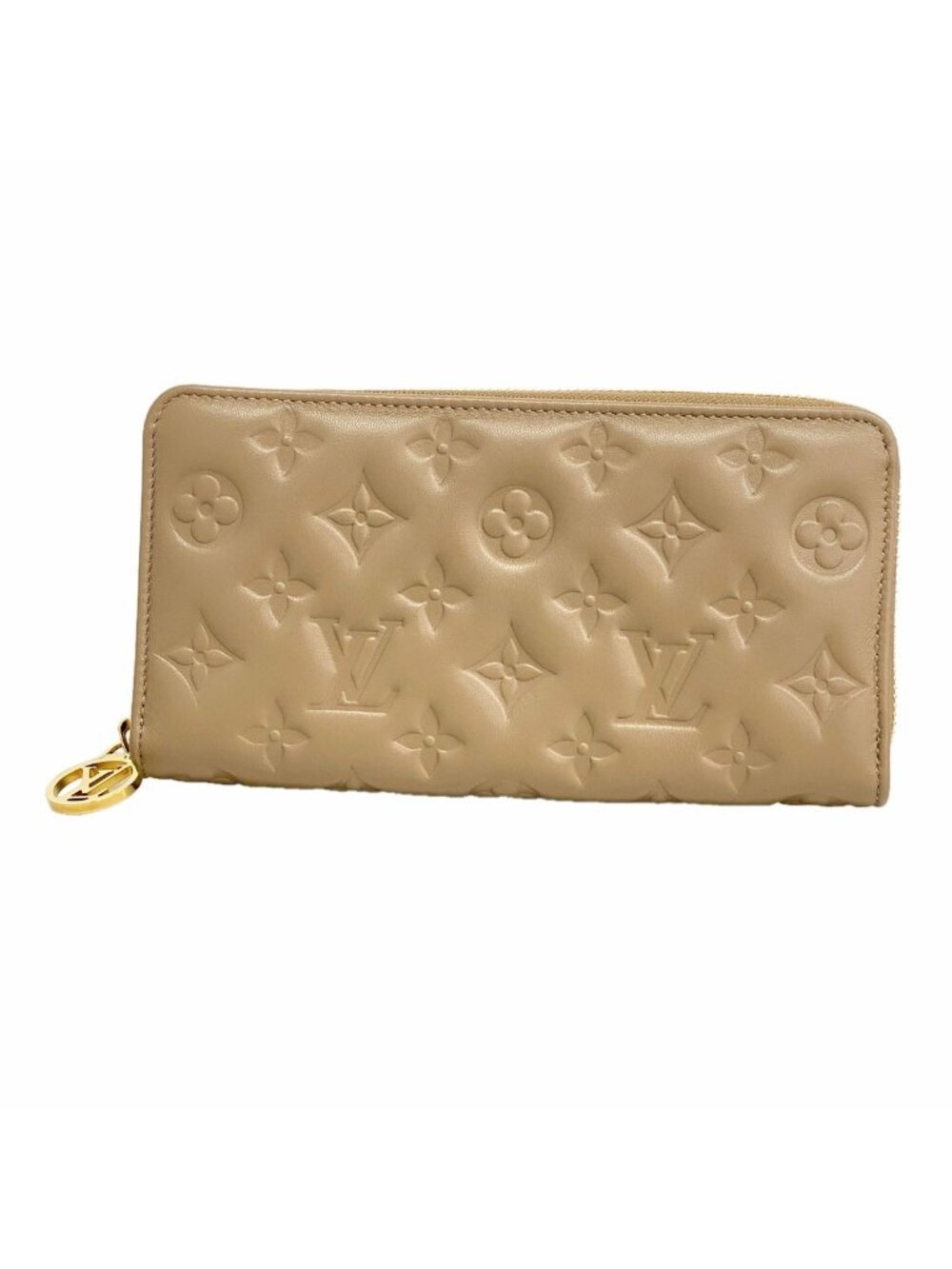 Louis Vuitton Wallet Monogram Embossed Zippy Taupe